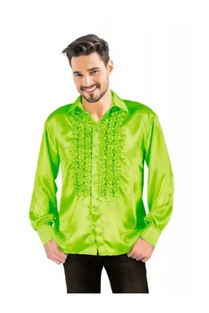 Expédié Aujourd'hui Déguisement Homme Chemise satin Vert anis