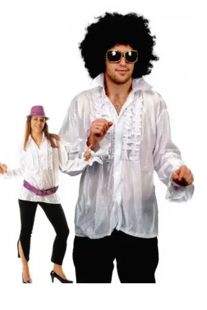 Chemise Disco a Jabot Blanc Adulte Affaire À Saisir