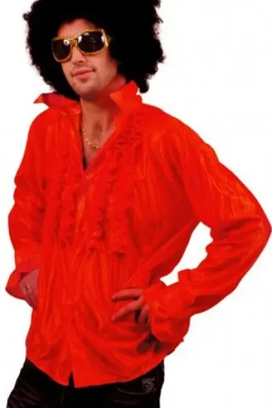Bon Plan Chemise Disco a Jabot Rouge Adulte