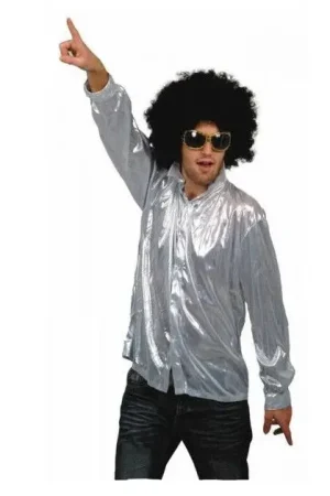 Pas Cher Chemise Disco Night Fever Argent