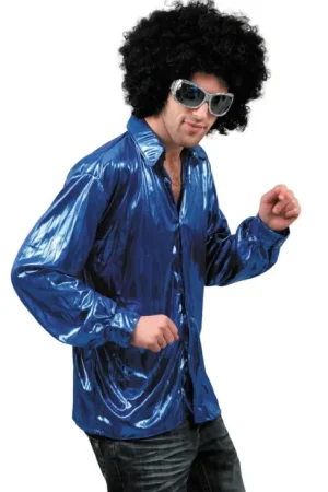 Bon Marché Chemise Disco Night Fever Bleu