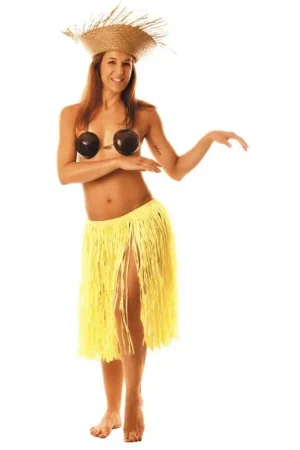 Solde Jupe hawai en raffia Jaune