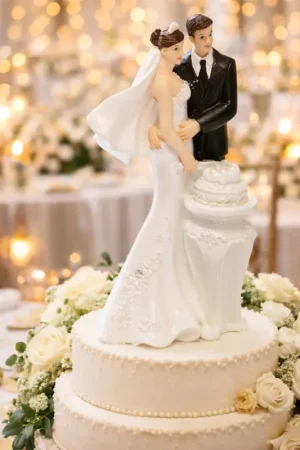 Couple de mariés Découpant le gateau Meilleure Vente