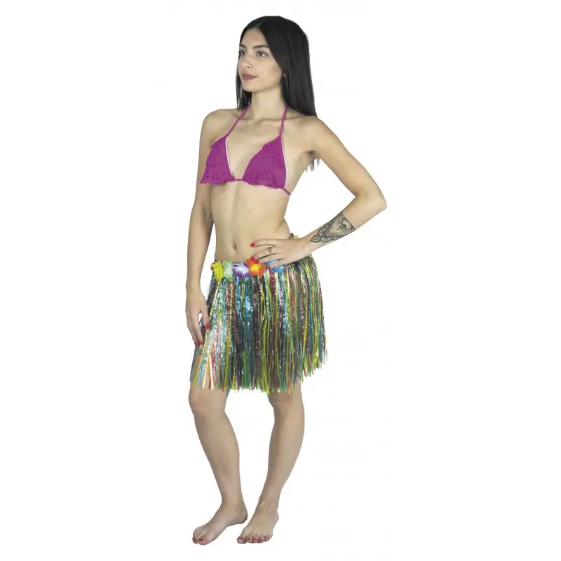 Jupe hawai Multicolore Luxe 45cm Nouveauté