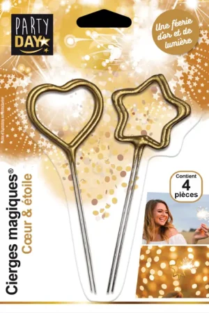 Cierge magique Etoile et Coeur x 4 pièces Achat Immédiat