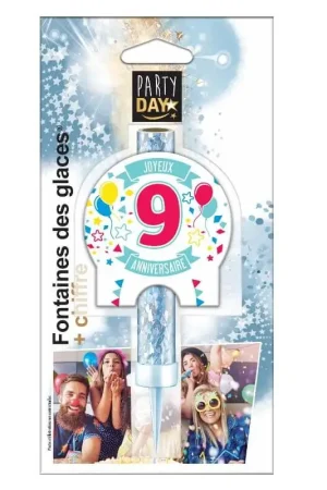 Prix Bas Fontaine de glace Joyeux Anniversaire Chiffre 9
