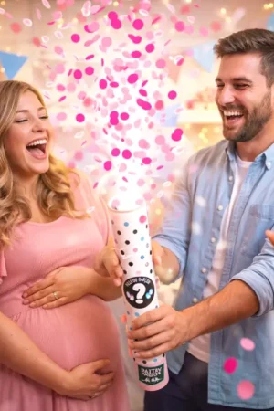 Canon à confettis Bébé Rose 30cm Prix Cassé