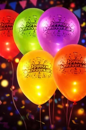 Usine Directe Lot de 5 Ballons LED Joyeux Anniversaire