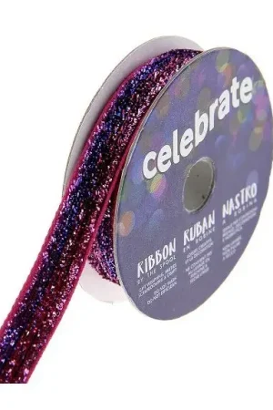 Ruban de velours glitter Violet 10mm x 2.5m Promotion Saisonnière