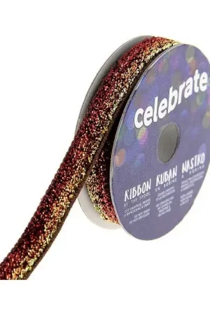 Retour Gratuit Ruban de velours glitter Cuivre 10mm x 2.5m