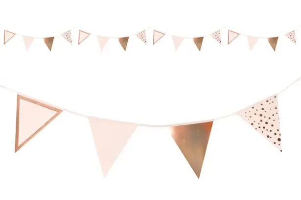 Guirlande de 16 fanions en papier rose gold Bon Marché