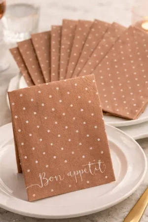 Serviette en papier Airlaid Pois Rose gold x 12 pièces Prix Promo