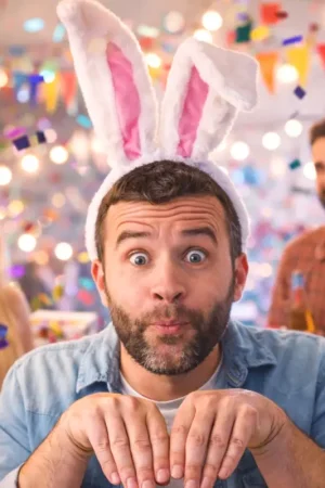 Soldes Serre Tête Oreille de Lapin Blanc et Rose Peluche