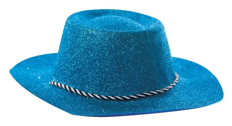 Chapeau Cowboy Paillette Bleu Clair Retour Gratuit