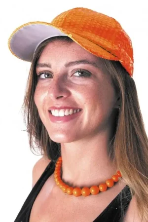 Produit De Marque Casquette Sequin Néon Orange