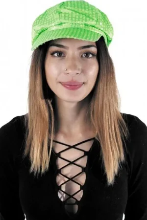 Casquette Disco Sequin Néon Vert Réduction