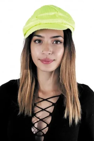 Commander Maintenant Casquette Disco Sequin Néon Jaune