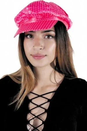 Casquette Disco Sequin Néon Rose Pas Cher
