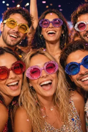 Certifié Lunettes Pailletées Colorées