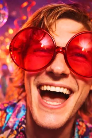 Lunettes Hippy Géantes Rouges Bon Marché