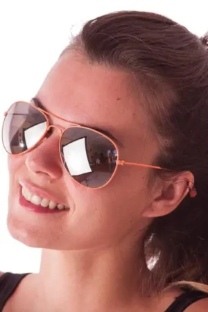 Lunettes Aviateur Néon Orange Haute Qualité