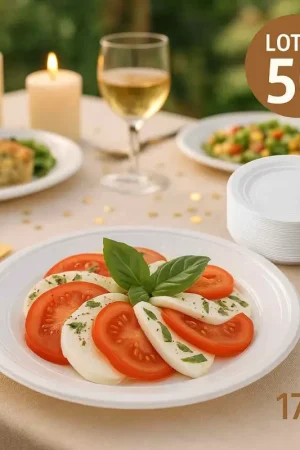 Assiette plastique Réutilisable Blanche 17cm x 50 pièces Meilleur Prix