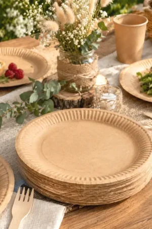 Assiette en carton kraft naturel 23cm x 50 pièces Affaire À Saisir
