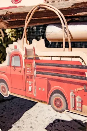 Populaire 4 Grands Sacs Cadeaux Theme Camion pompier
