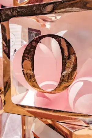 Haute Qualité Cube a ballons transparent Rose gold
