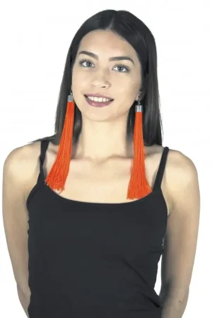 Petit Prix Boucles d'Oreilles Franges Néon Orange