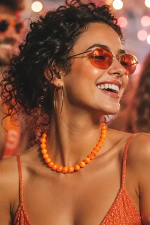 Nouvel Arrivage Collier de Perles Néon Oranges