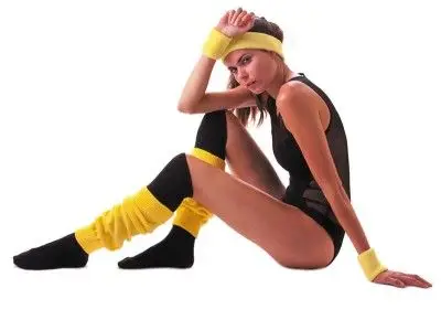Set Bandeau & Poignets Éponge Néon Jaune Produit De Marque