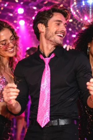 Offre Limitée Cravate Sequin Néon Rose
