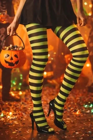 Collant Rayé Noir et Vert Haute Qualité