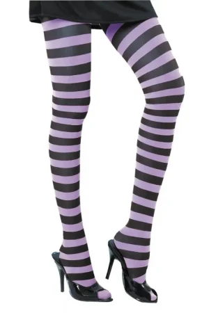 Promotion Saisonnière Collant Rayé Noir et Violet