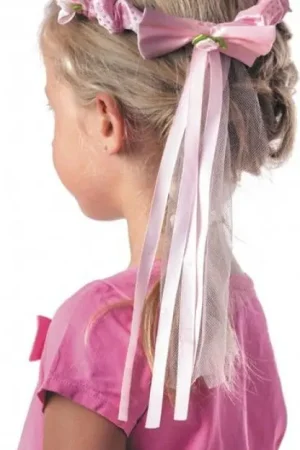 Nouvelle Collection Couronne Fleur Rose avec Ruban