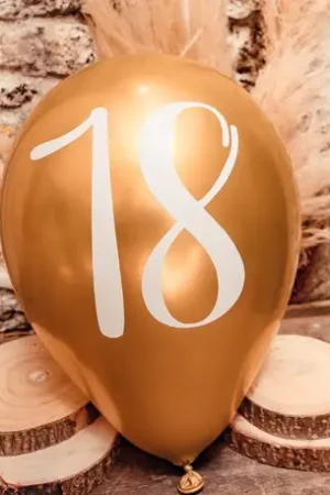 5 Ballons Nacrés Or Chiffre 18 Nouvel Arrivage