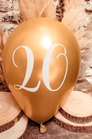 Réduction 5 Ballons Nacrés Or Chiffre 20