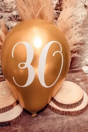 5 Ballons gonflables Nacrés Or Chiffre 30 Quantité Limitée