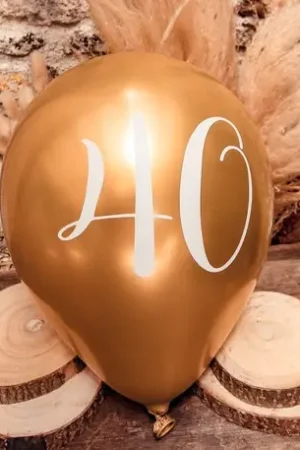 Paiement Sécurisé 5 Ballons gonflables Nacrés Or Chiffre 40