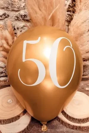 5 Ballons gonflables Nacrés Or Chiffre 50 Achat Immédiat