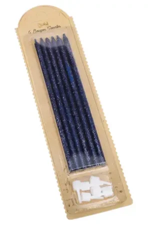Bougie géante pailletée Bleu Marine x 6 pièces Satisfait Ou Remboursé