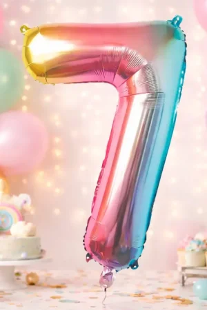Ballon Mylar Chiffre 7 Irisé Pastel 86 cm Certifié