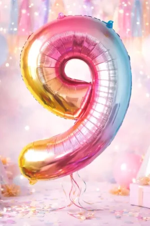 Achetez Aujourd'hui Ballon Mylar Chiffre 9 Irisé Pastel 86 cm