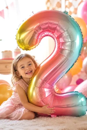 Offre Exclusive Ballon Mylar Chiffre 2 Irisé Pastel 86 cm