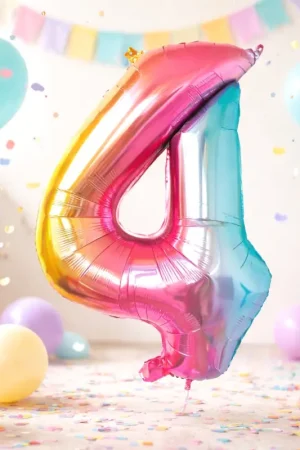 Ballon Mylar Chiffre 4 Irisé Pastel 86 cm Réduction