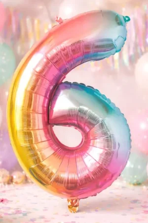 Ballon Mylar Chiffre 6 Irisé Pastel 86 cm Super Prix