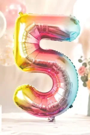 Soldes Ballon Mylar Chiffre 5 Irisé Pastel 86 cm