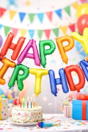 Marque Ballon Mylar Happy Birthday Multicolore
