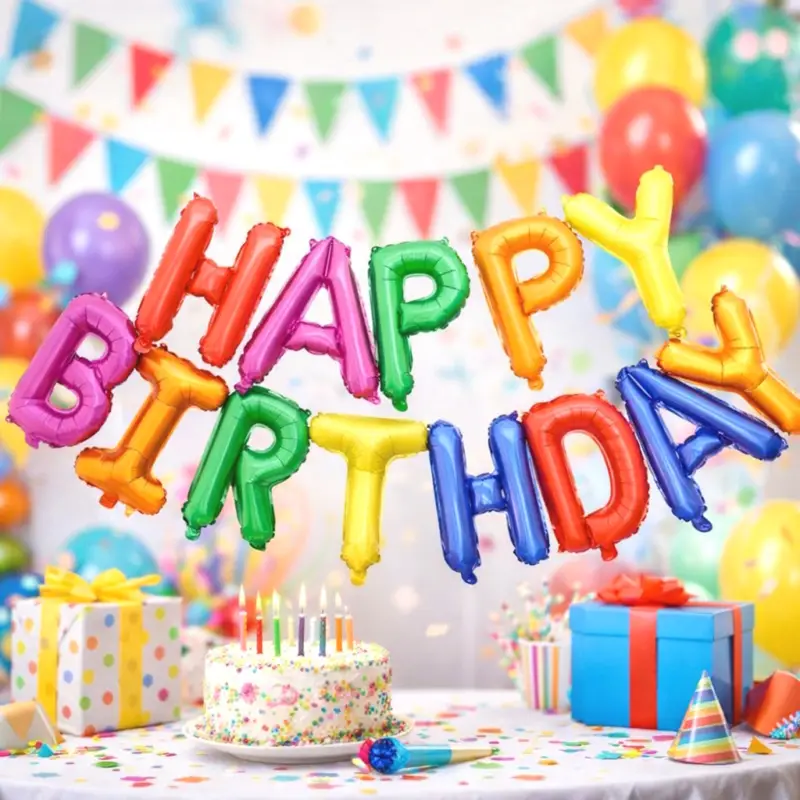 Marque Ballon Mylar Happy Birthday Multicolore